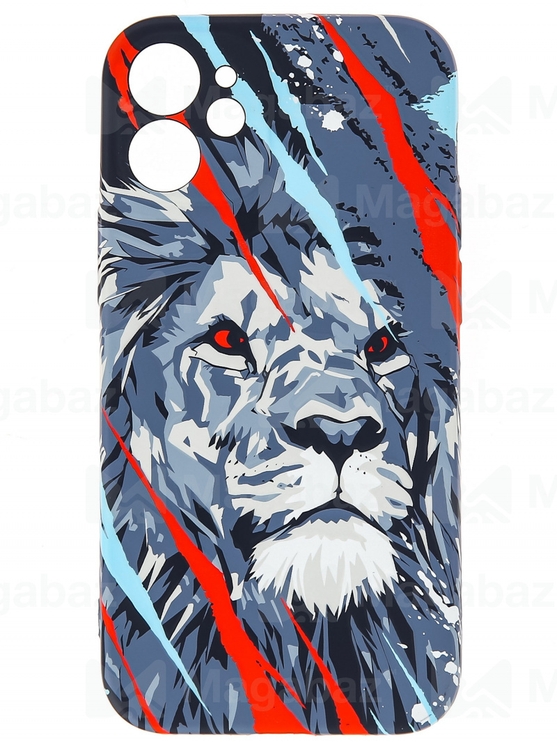 Накладка для_Apple-- iPhone 12 mini_1.095-1_Helsen_с защитой КАМЕРЫ_животные_J201_лев 
