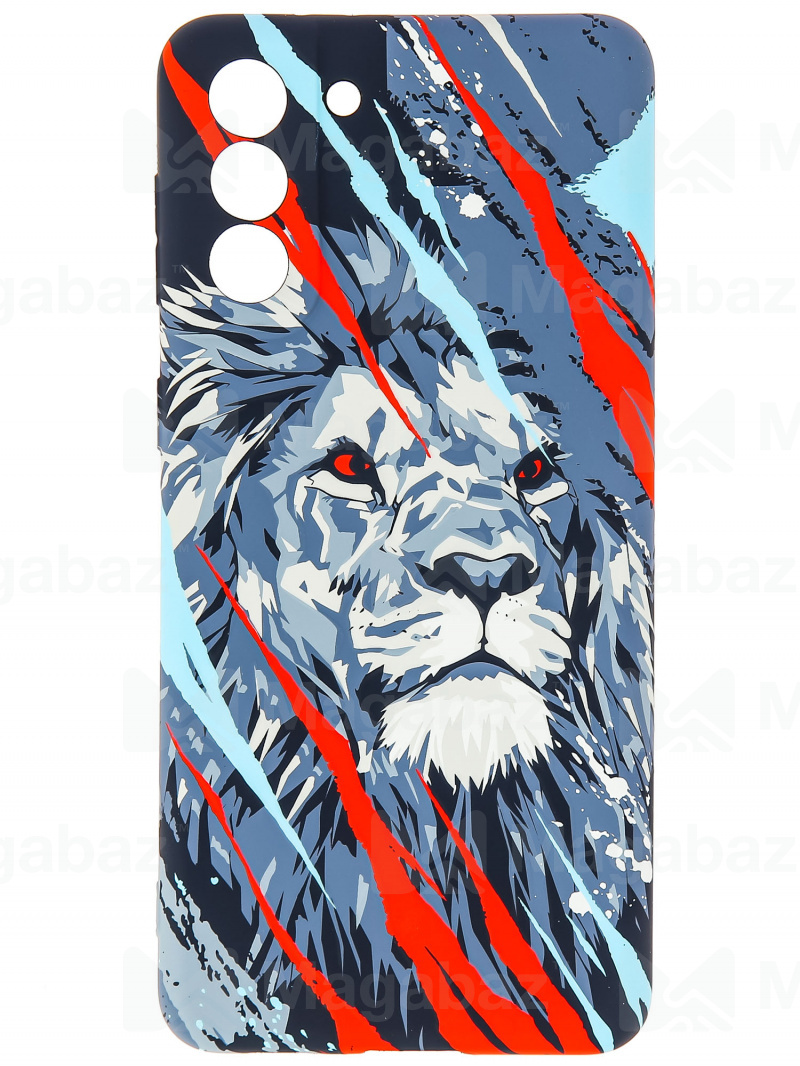 Накладка для_Samsung-- S21 Plus_1.095-1_Helsen_с защитой КАМЕРЫ_животные_J201_лев