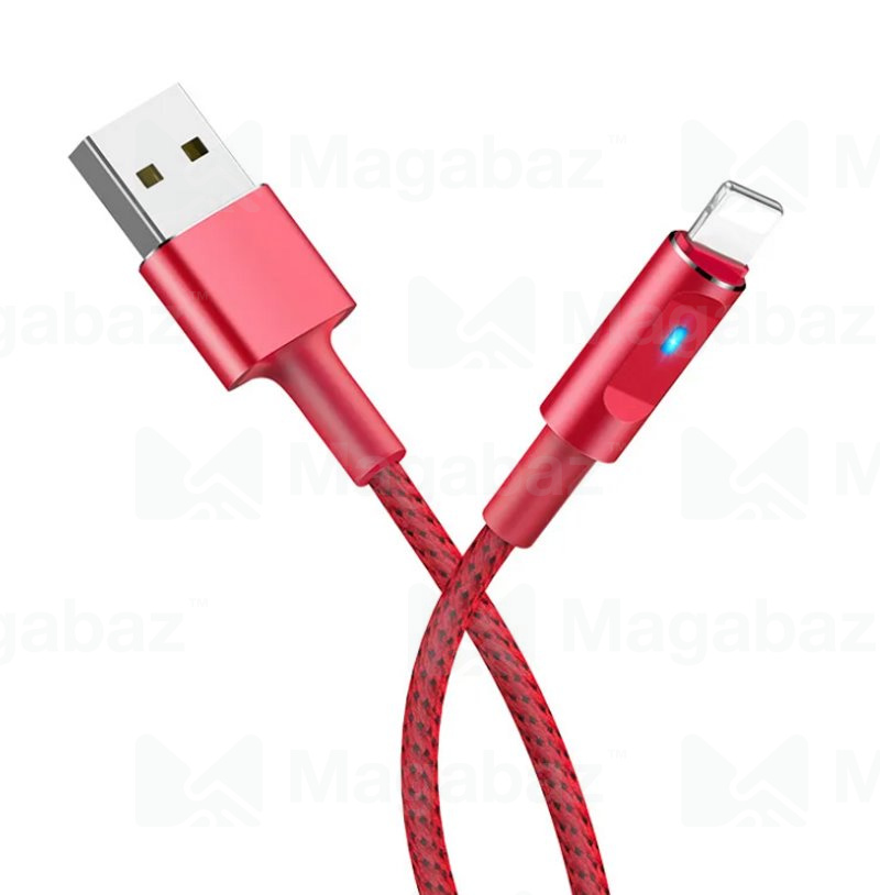 USB-кабель_Apple-- Lightning_HOCO_U47_в переплете_с индикатором_красный_1,2м