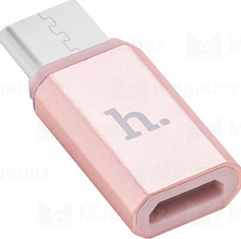 Переходник_micro usb - Type C_HOCO_золото-розовый
