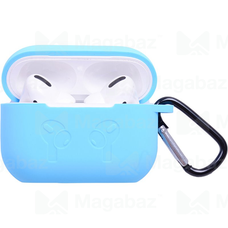Чехол для наушников_Apple-- AirPods PRO_No Name_TPU_Вид №7_с карабином_голубой_4